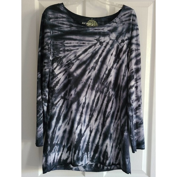 Eco Yoga Tops - ECO YOGA Long Sleeve Tie Dye Knit Tunic Top Large